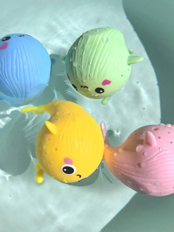 Juguetes de baño para bebé, esponja absorbente de agua, ballena exprimidora, juguetes para aliviar el estrés, juego de natación de verano, juguete de agua para niños.