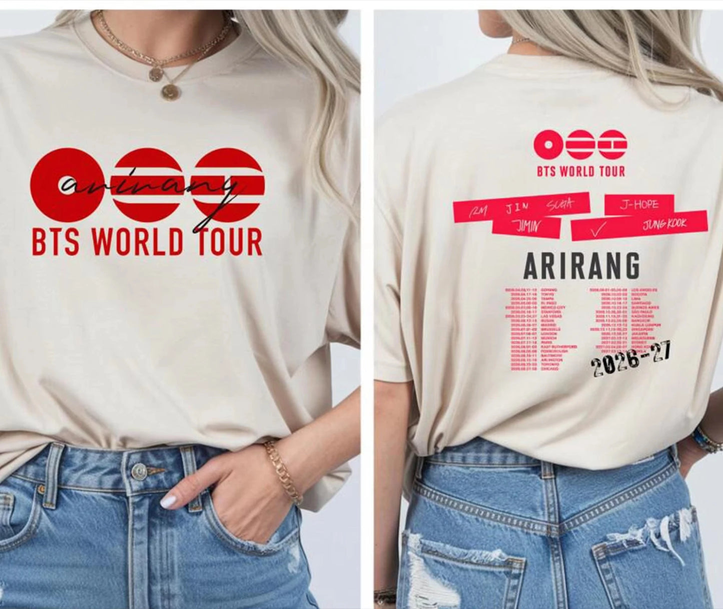 BTS 2.0 Arirang World Tour 2026 — Camiseta Streetwear 100% Algodón Unisex