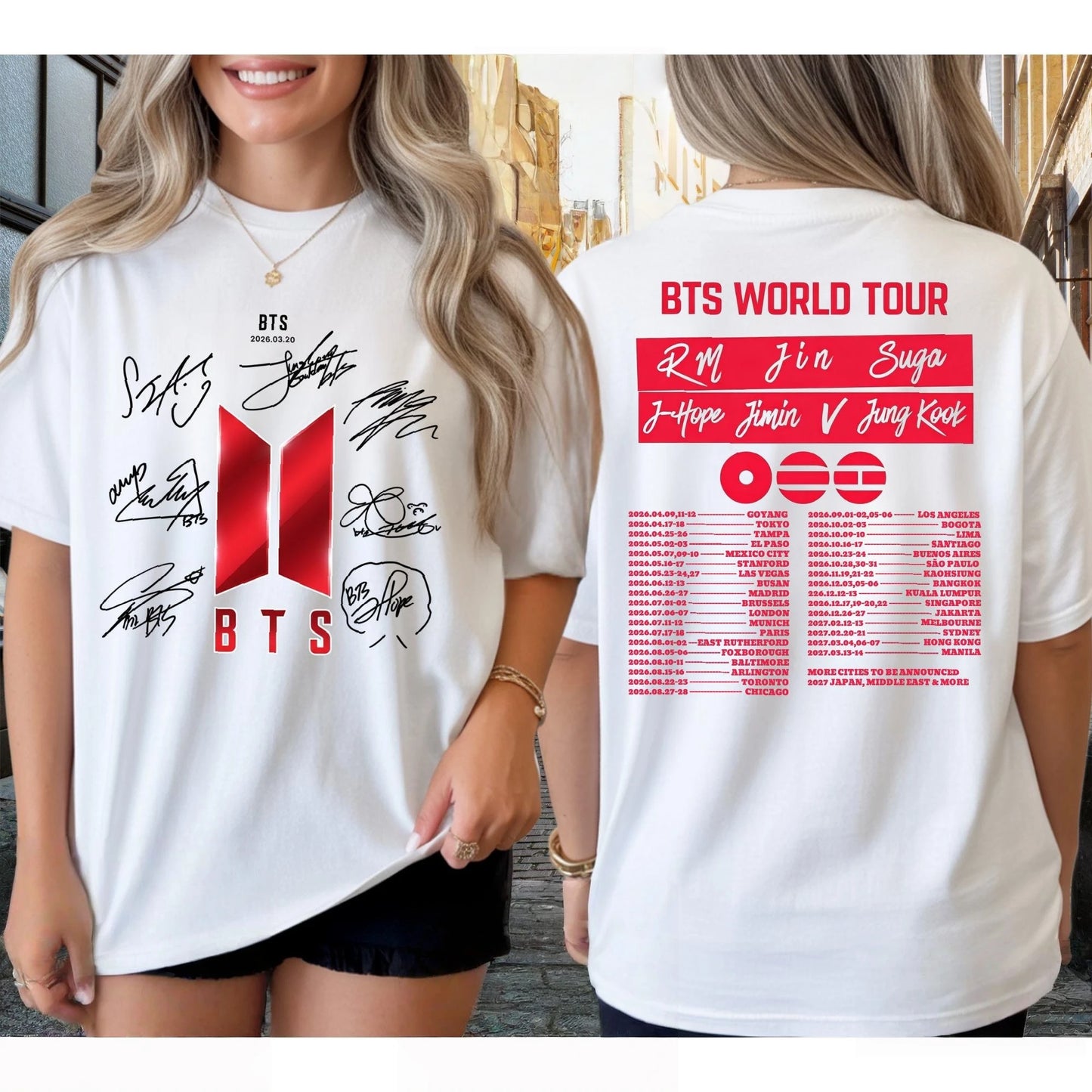 BTS Arirang World Tour 2026 — Camiseta Gráfica Unisex 100% Algodón (Tallas Niño y Adulto)